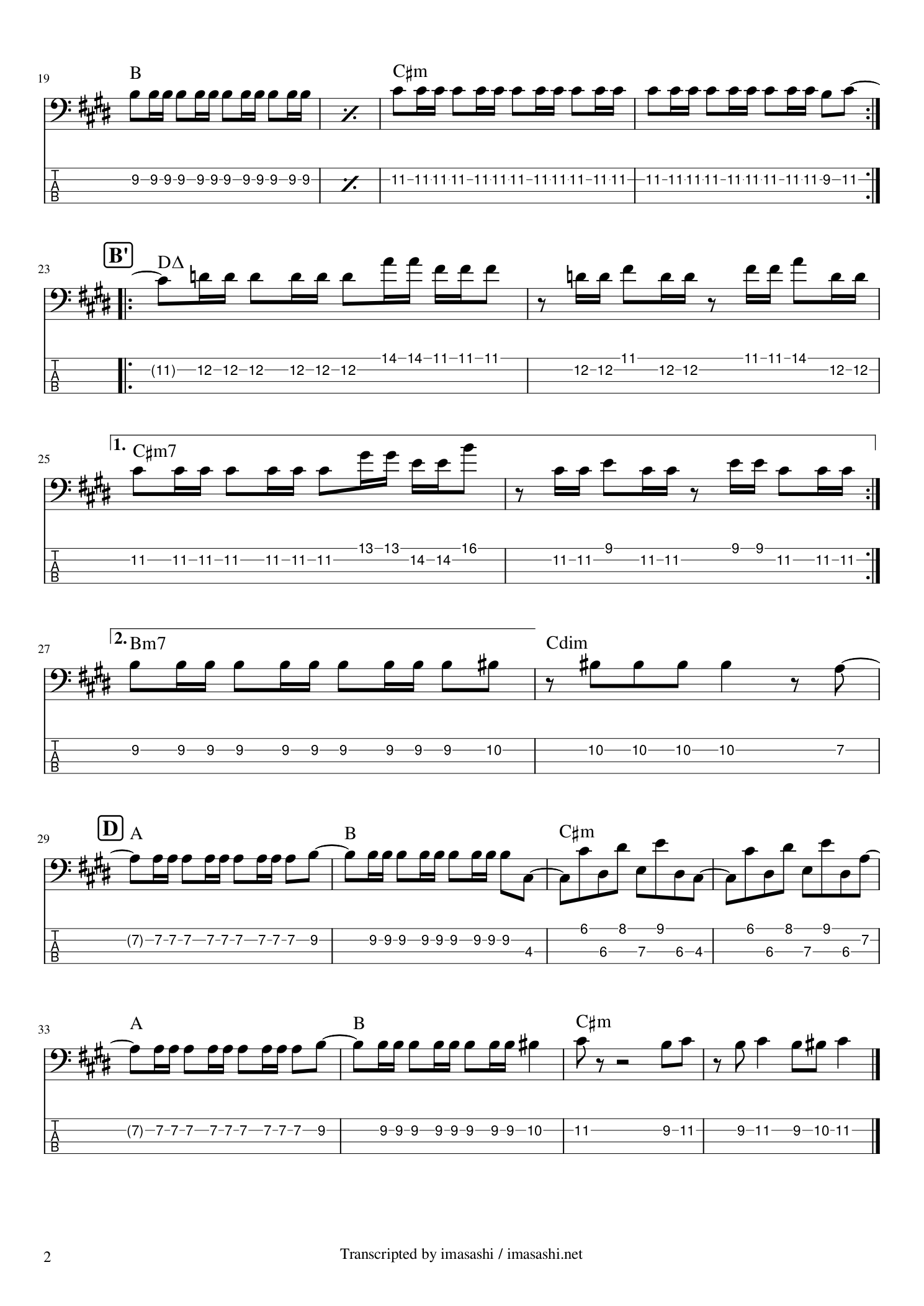 Dr. Wily Stage 1 BGM bass tab 2
