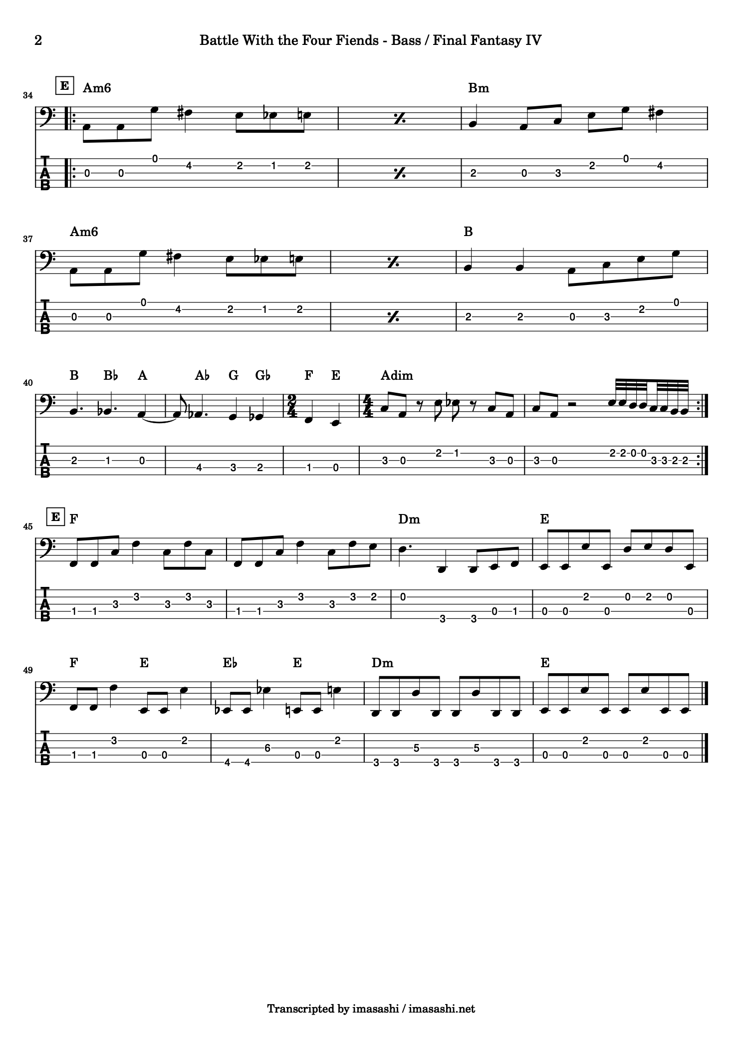 Final Fantasy 4 - Battle With the Four Fiends - Chords and Bass Tab - page 2