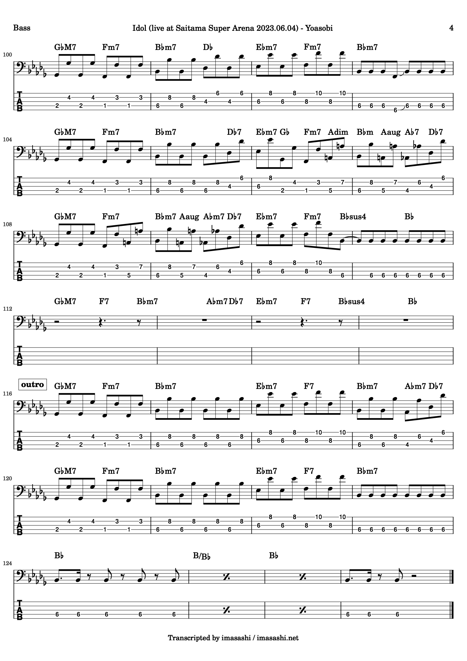 Bass tabs and chord progression of Yoasobi's 'Idol' - page 4