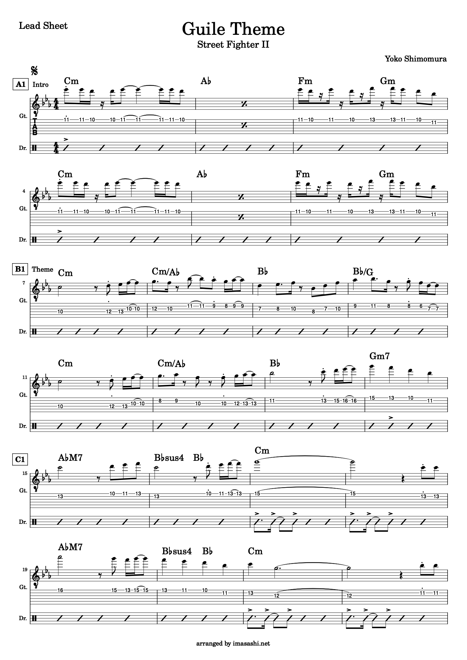 Guile Theme (Street Fighter II) Lead Sheet 1/3