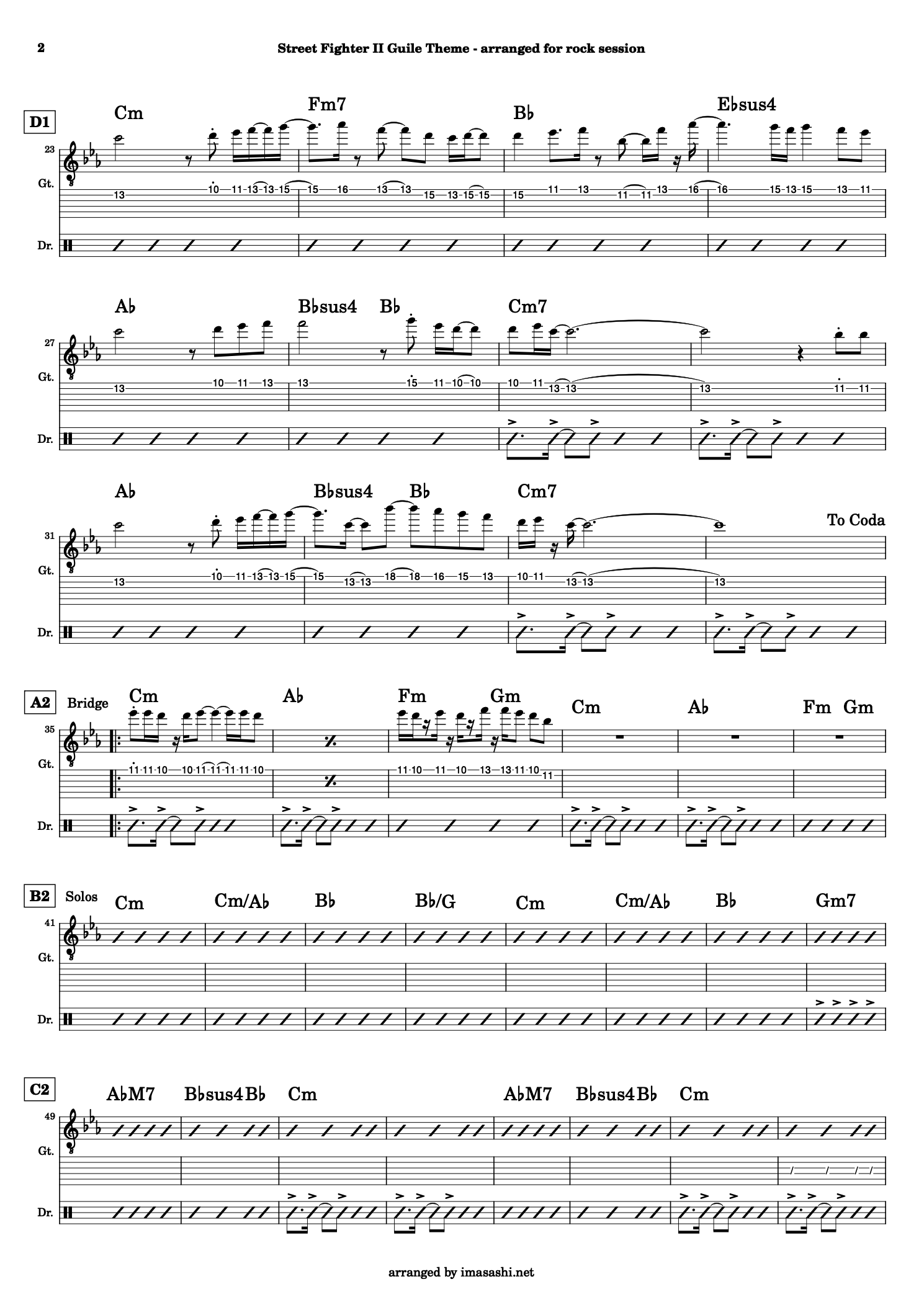 Guile Theme (Street Fighter II) Lead Sheet 2/3